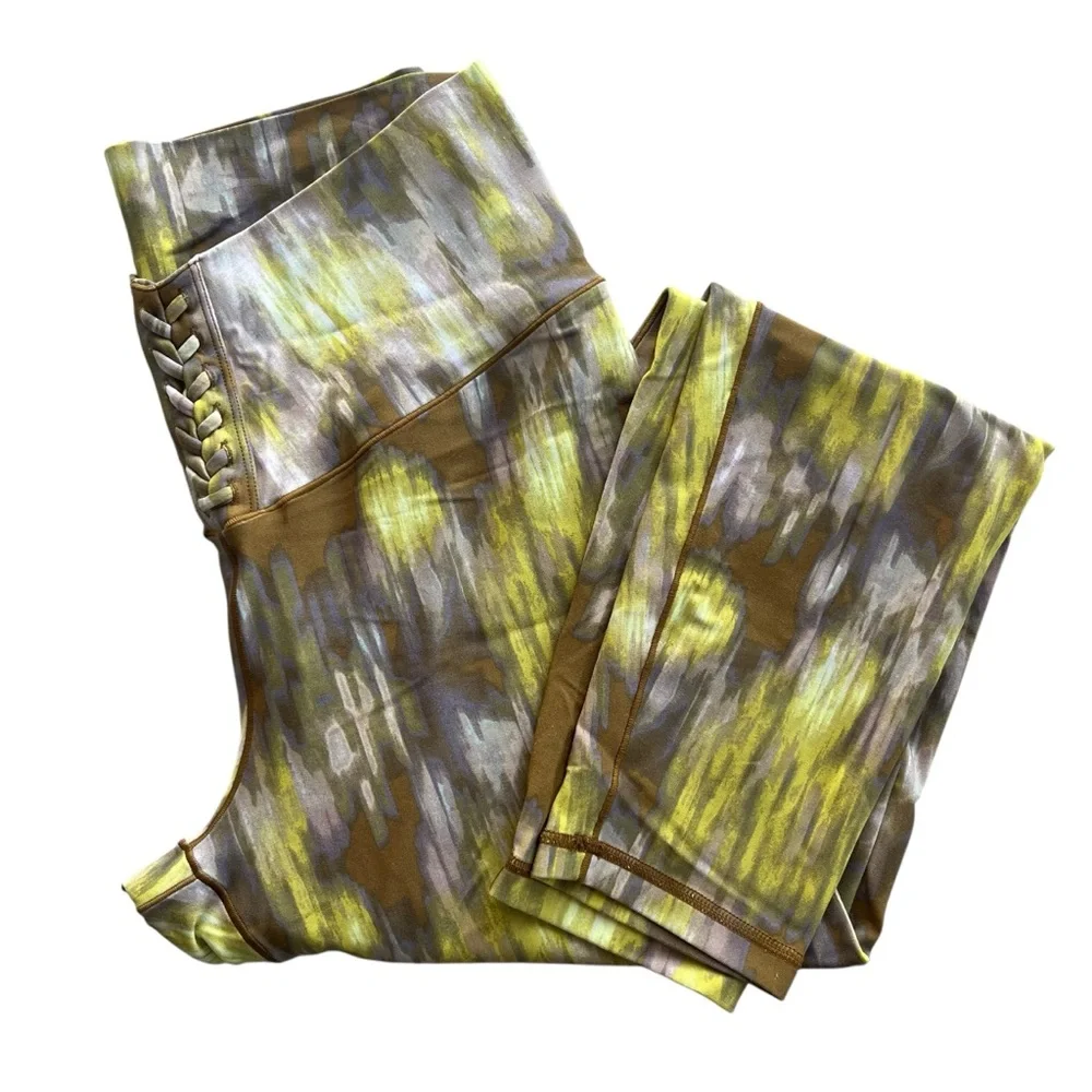 Offline By Aerie Womens XL Long Green Brown Abstract Real Me 7/8 Hi-rise Legging